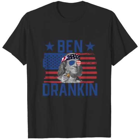 Discover Ben Drankin' Patriotic Drinking Ben Franklin T-shirt