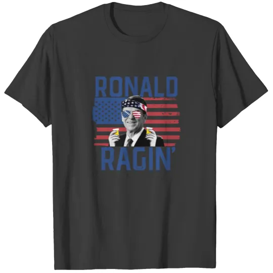 Discover Ronald Ragin 4th Of July Drinking President Reagan T-shirt
