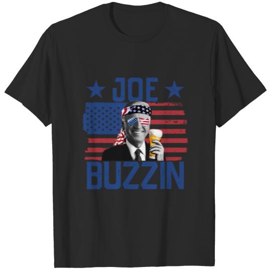 Discover Joe Buzzin' 4th Of July Drinking President Biden T-shirt
