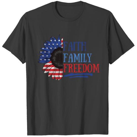 Faith Family Freedom American Sunflower T-shirt