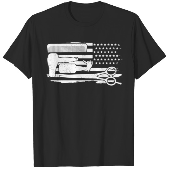 Hairstylist Barber Gift American Flag Patriotic Ha T-shirt
