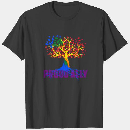 Proud Ally LGBT Rainbow Tree Support Gay Pride T-shirt