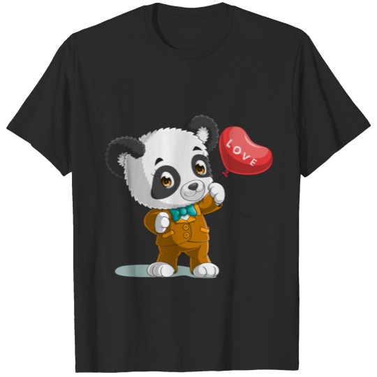Discover Cute panda with heart baloon T-shirt