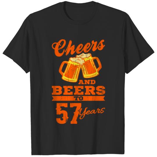 Discover CHEERS AND BEERS TO 57 YEARS 57 Birthday Dad T-shirt