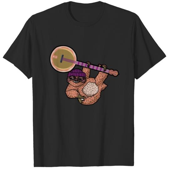 Discover Cool Slow | Funny Sloth Hanging On Banjo T-shirt