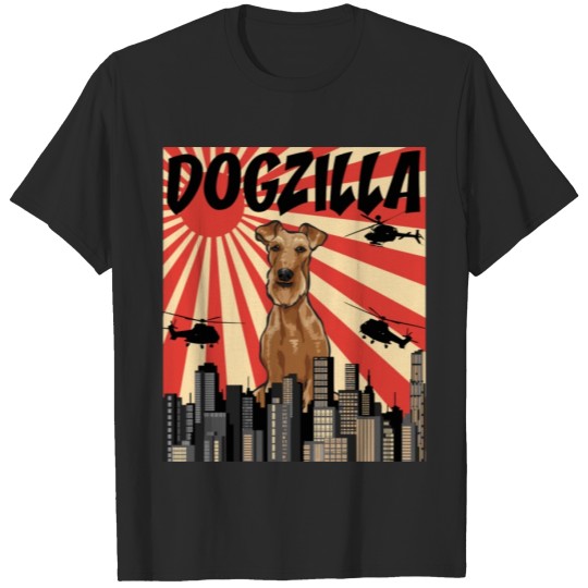 Discover Funny Retro Japanese Dogzilla Irish Terrier T-shirt