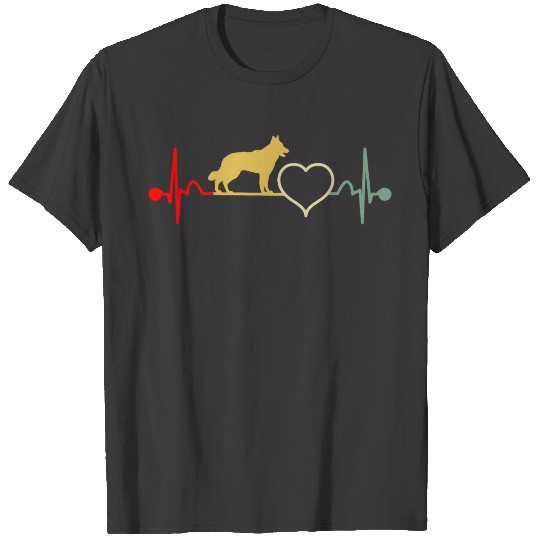 German Swiss White Shepherd Heartbeat Vintage Retr T-shirt