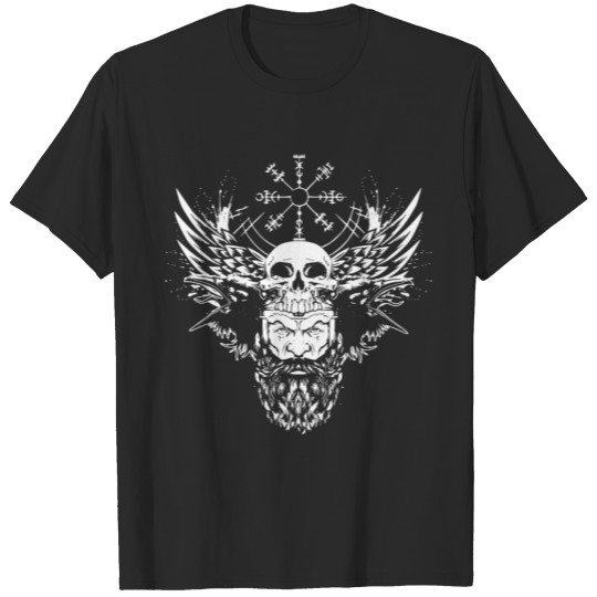 Discover Viking Ravens Odin Vegvisir Beard Mythology Rune T-shirt