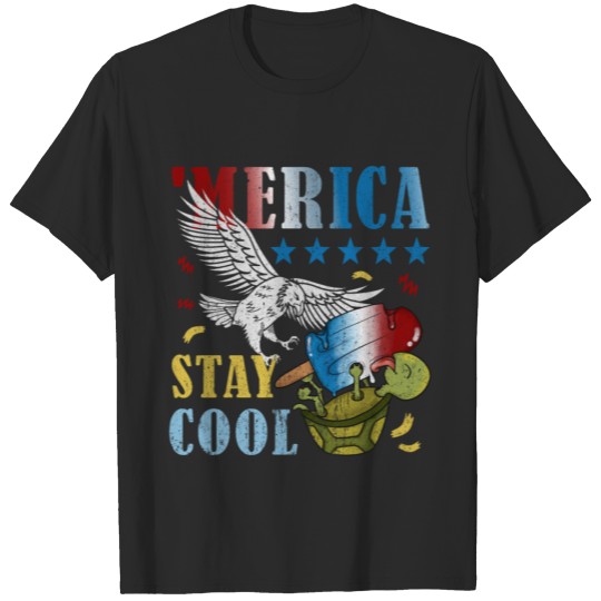 Merica 4th of July Funny Patriotic Eagle Turtle T-shirt
