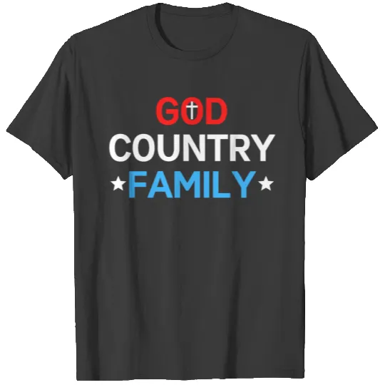 GOD COUNTRY FAMILY, Christian Cross American Stars T-shirt