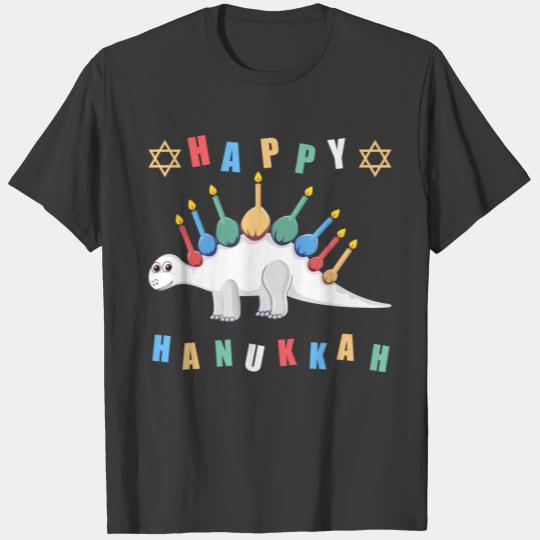 Happy Hanukkah Dinosaur Menorah- Festival Of Light T-shirt