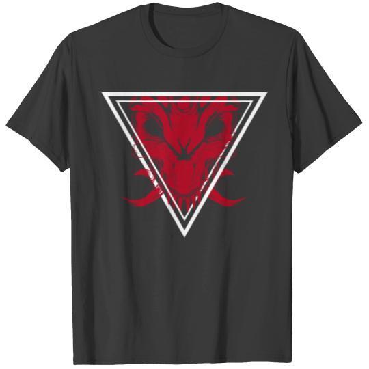 red skull with triangular fangs T-shirt