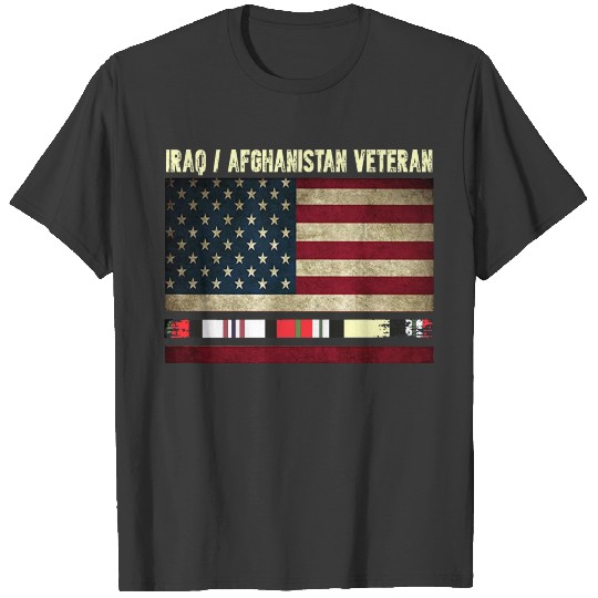 Proud Iraq Afghanistan Veteran American Us Flag T-shirt