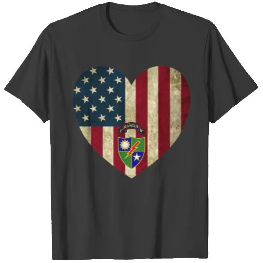 1st Battalion 75th Ranger Regiment American Heart T-shirt