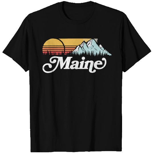 Retro Vibe Maine Vintage Mountains Sun T-shirt