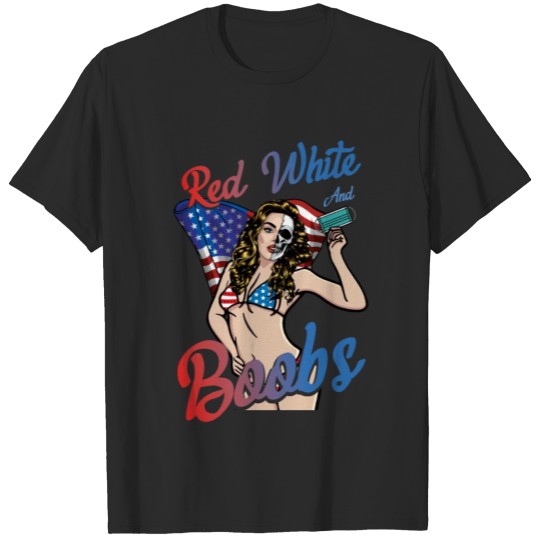 Discover Red White And Boobs Independence Day USA Flag 4th T-shirt