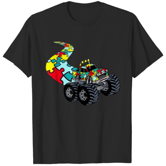Discover Autism Awareness for Monster Truck Lover Boy Piece T-shirt