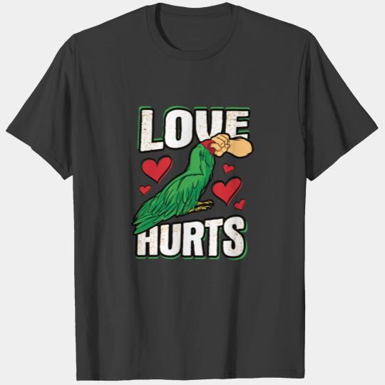 Green Macaw Parrot Love Hurts Bird owner T-shirt