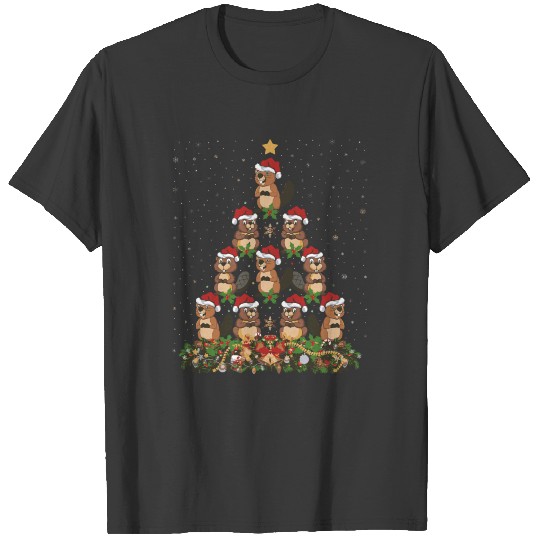 Beavers Christmas Tree Gift Funny Christmas Beaver T-shirt