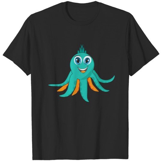 Discover Cute sea green funny Octopus with adorable eyes T-shirt