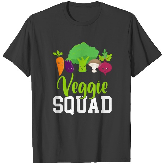 Veggie Squad Carrot Eggplant Broccoli Mushroom T-shirt