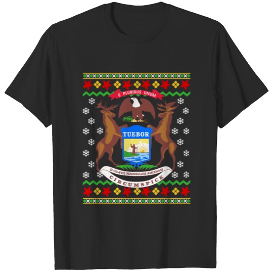 Discover Ugly Christmas Pattern Michigan Flag Gift T-shirt
