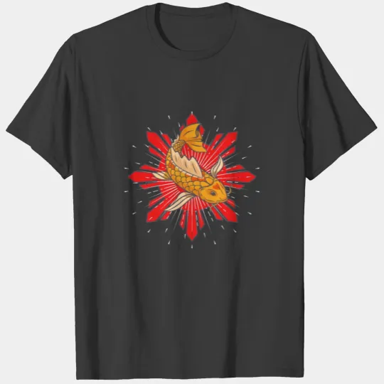 Philippine Sun with Koi Orange Filipino Shirt T-shirt