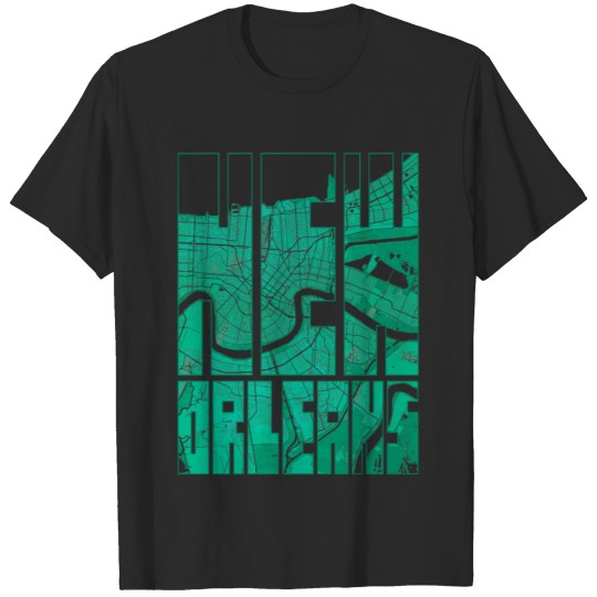 Discover New Orleans, USA City Map Typography - Watercolor T-shirt