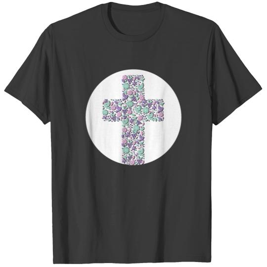 Christian Cross Flowers Doves Trendy Religious Fai T-shirt