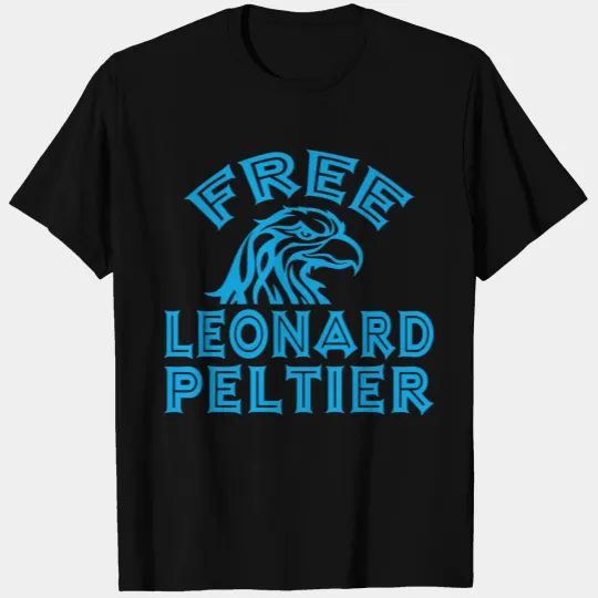 FREE LEONARD PELTIER eagle natives blue print T-shirt