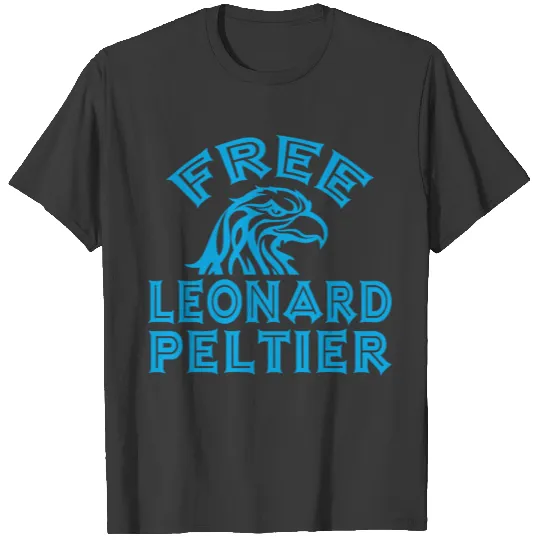 FREE LEONARD PELTIER eagle natives blue print T-shirt