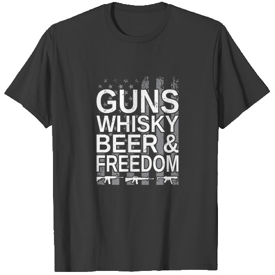 Gun Whisky Beer & Freedom American Flag T-shirt