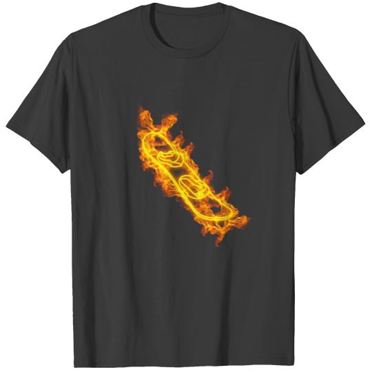 Discover Fire Snowboard Flames Snow board T-shirt