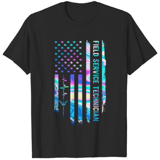 Discover Awesome US Flag Heart Field Service Technician T-shirt