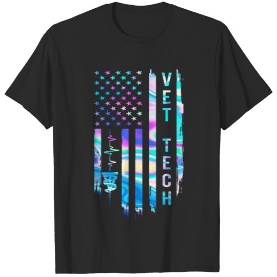 Discover Awesome US Flag Heart Vet Tech T-shirt