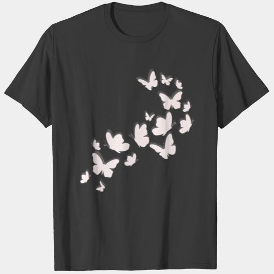 white butterfly design T-shirt