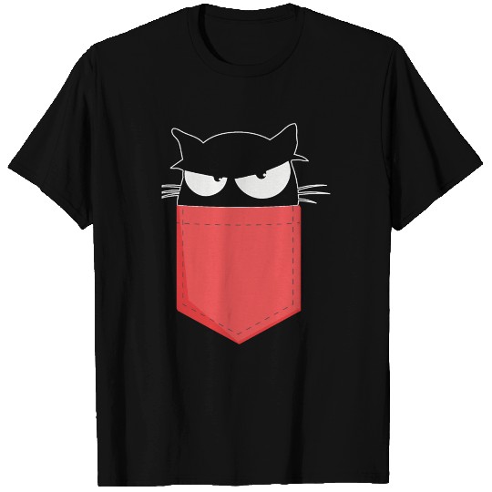 UNGRY CAT IN POCKET DESIGN T-shirt