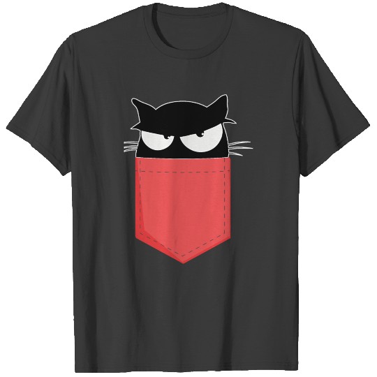 UNGRY CAT IN POCKET DESIGN T-shirt
