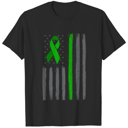 Discover Green emerald ribbon flag liver cancer awareness T-shirt
