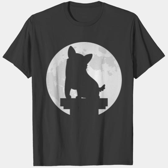Corgi Lover Dog Silhouette Corgi Moon T-shirt