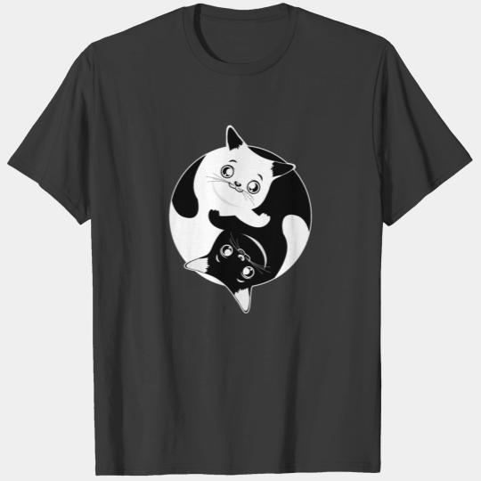 Kawaii Cat Ying Yang Design Cute Cat Lover T-shirt