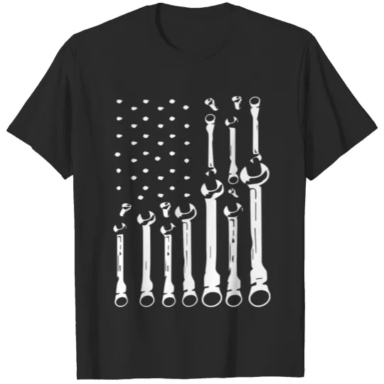 Flag Usa Mechanic Wrenches American For Women Men T-shirt
