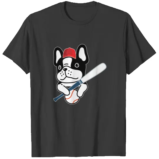 Dog With Bat Ball Softball Baseball Catcher T-shirt