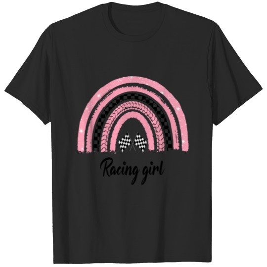 Discover Pink Rainbow Racing Girl T-shirt