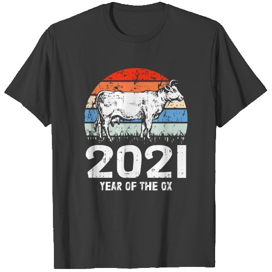 Year Of The Ox Nye Chinese Lunar Sunset Retro Holi T-shirt
