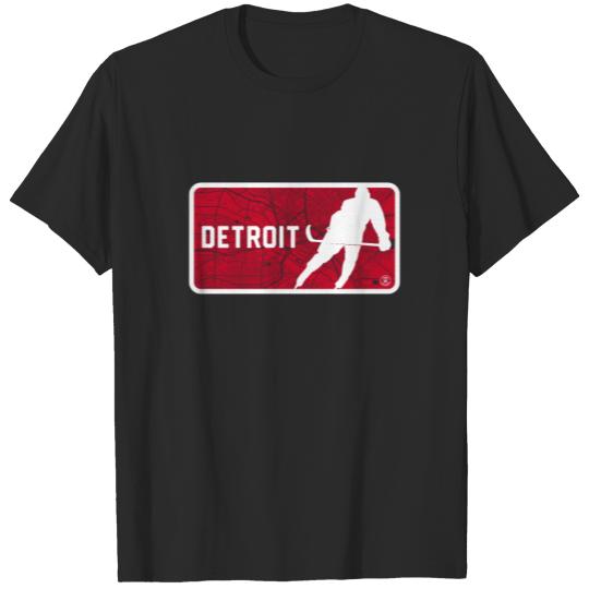 Discover Vintage Detroit Hockey Player Street Map T-shirt