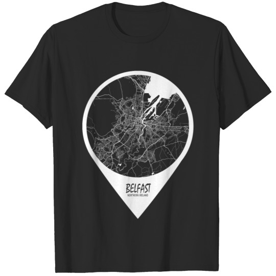 Discover Belfast, Northern Ireland City Map - Travel Pin T-shirt