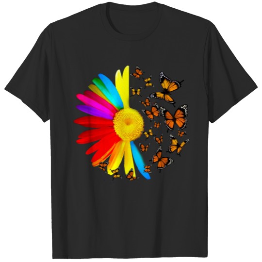Discover Multicolor flower with butterflies T-shirt