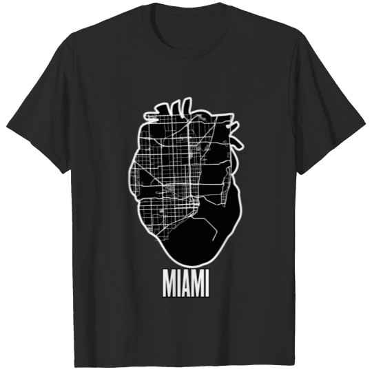 Discover Miami Black Heart Map T-shirt