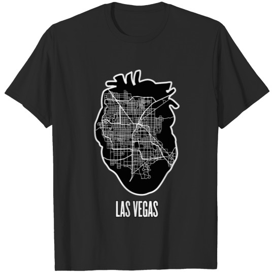 Discover Las Vegas Black Heart Map T-shirt